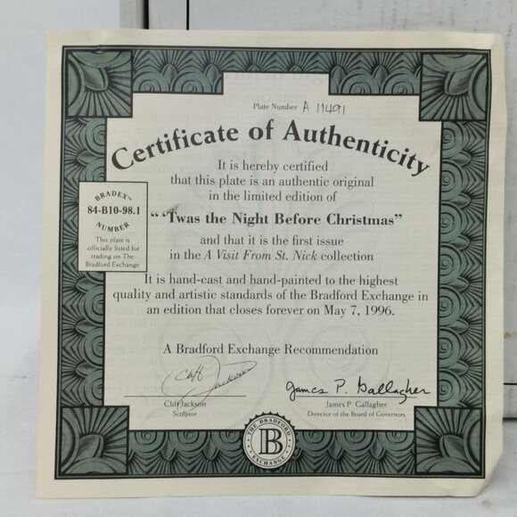 Bradford Exchange Twas The Night Before Christmas Light Up Plate W/COA 1994 - Picture 10 of 11